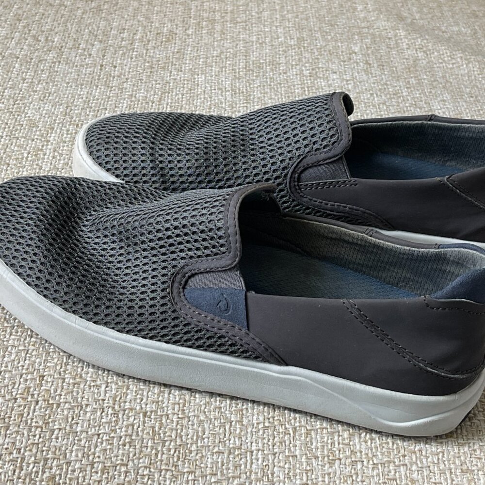OLUKEI shoes Men's slip-on sneakers size 8M Gray mesh slip-on sneakers - Picture 3 of 7